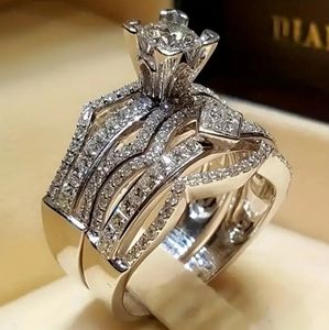 2Pc Luxury Zircon Engagement Set Sz 6